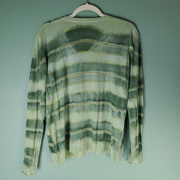 Ma+ch Marika Charles Womens Green Striped Dyed V-Neck Cotton Top Size 3 - Picture 2 of 6